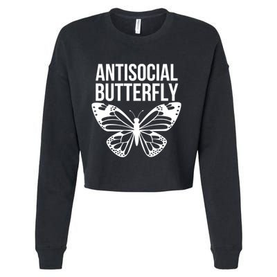 Antisocial Butterfly Funny Introverted Cropped Pullover Crew