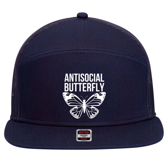 Antisocial Butterfly Funny Introverted 7 Panel Mesh Trucker Snapback Hat