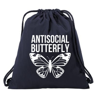 Antisocial Butterfly Funny Introverted Drawstring Bag