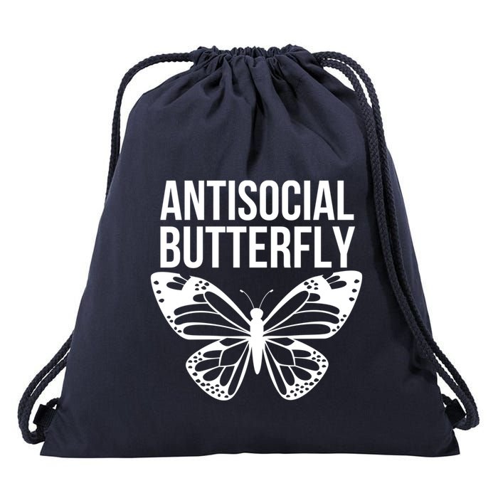 Antisocial Butterfly Funny Introverted Drawstring Bag