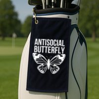 Antisocial Butterfly Funny Introverted Golf Towel