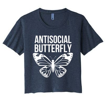 Antisocial Butterfly Funny Introverted Women's Crop Top Tee