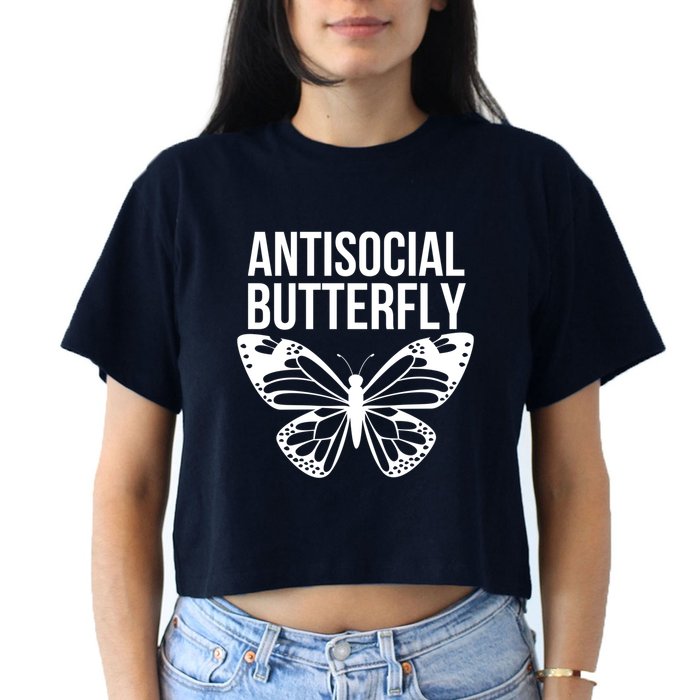 Antisocial Butterfly Funny Introverted Crop Top