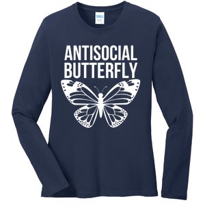 Antisocial Butterfly Funny Introverted Ladies Long Sleeve Shirt