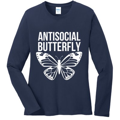 Antisocial Butterfly Funny Introverted Ladies Long Sleeve Shirt