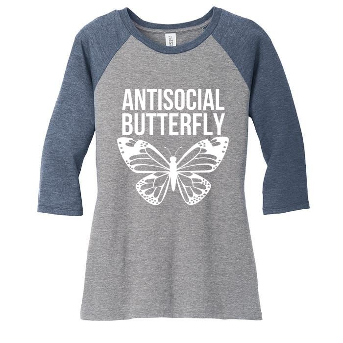 Antisocial Butterfly Funny Introverted Women's Tri-Blend 3/4-Sleeve Raglan Shirt