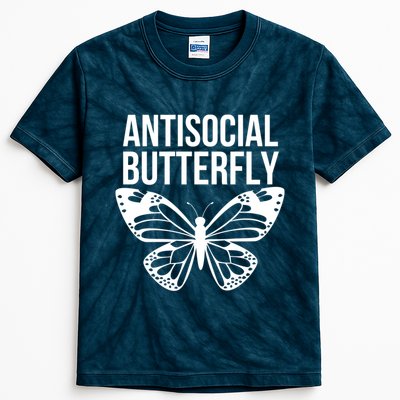 Antisocial Butterfly Funny Introverted Kids Tie-Dye T-Shirt