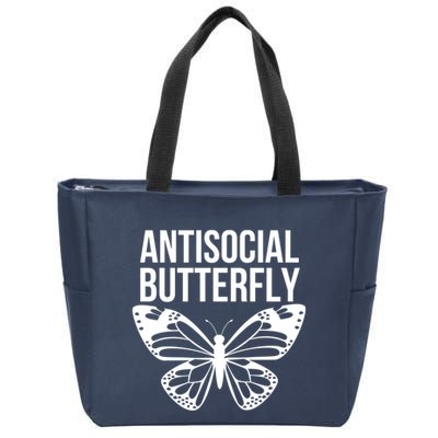Antisocial Butterfly Funny Introverted Zip Tote Bag