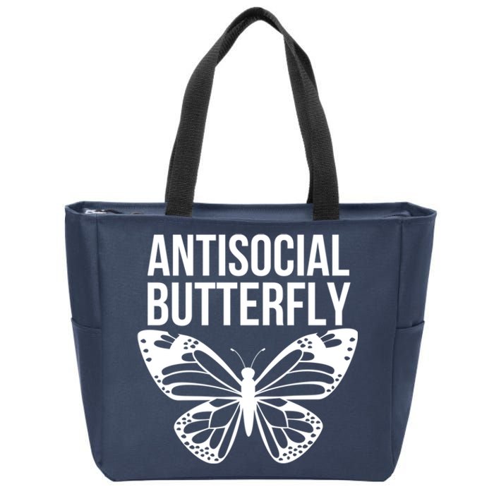 Antisocial Butterfly Funny Introverted Zip Tote Bag