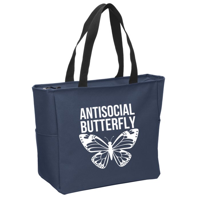 Antisocial Butterfly Funny Introverted Zip Tote Bag