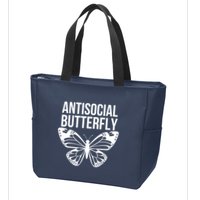 Antisocial Butterfly Funny Introverted Zip Tote Bag