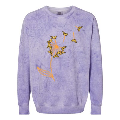 Awesome Butterfly Flower Monarch Dandelion Gift Colorblast Crewneck Sweatshirt