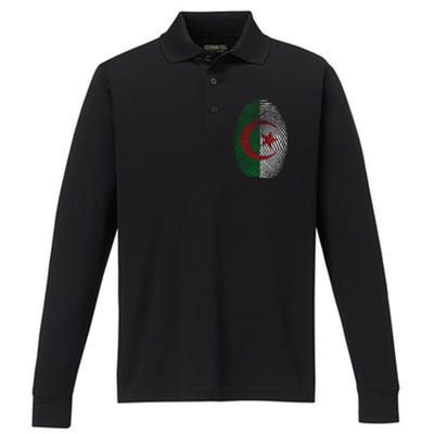 Algeria blood fingerprint Performance Long Sleeve Polo