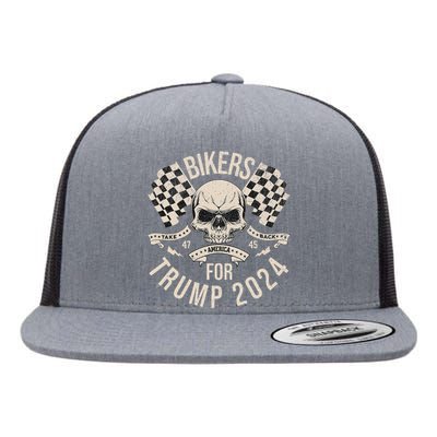 American Bikers For Trump Take America Back 2024 Flat Bill Trucker Hat