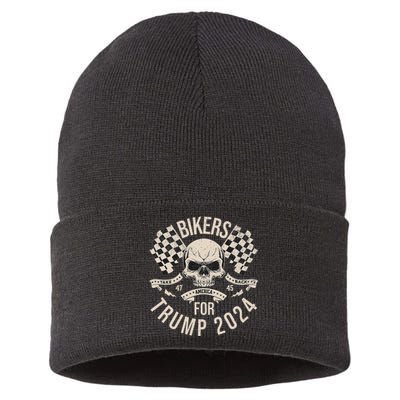 American Bikers For Trump Take America Back 2024 Sustainable Knit Beanie