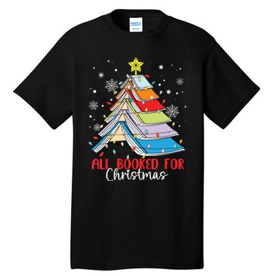 All Booked For Christmas Book Christmas Tree Lights Tall T-Shirt