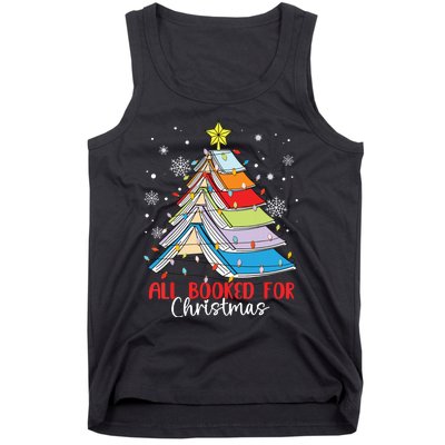 All Booked For Christmas Book Christmas Tree Lights Tank Top