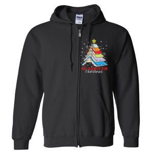 All Booked For Christmas Book Christmas Tree Lights Full Zip Hoodie