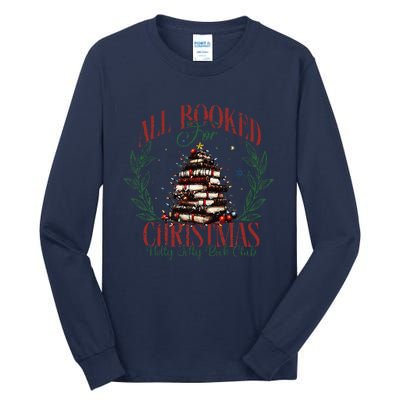 All Booked For Christmas Holly Max Jolly Book Reading Tall Long Sleeve T-Shirt