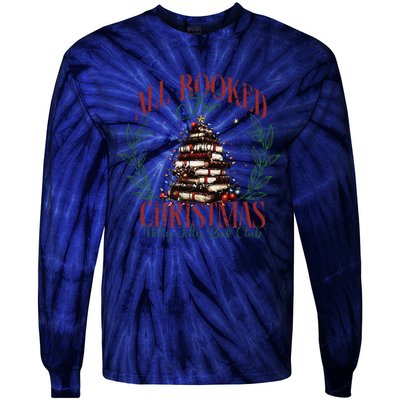 All Booked For Christmas Holly Max Jolly Book Reading Tie-Dye Long Sleeve Shirt