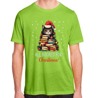 All Booked For Christmas Black Cat Santa Teacher Books Tree Funny Gift Adult ChromaSoft Performance T-Shirt