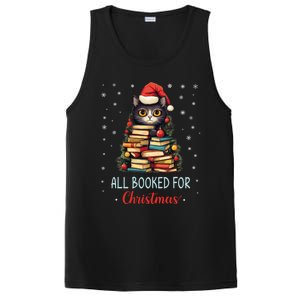 All Booked For Christmas Black Cat Santa Teacher Books Tree Funny Gift PosiCharge Competitor Tank