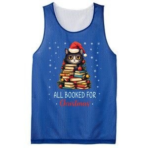 All Booked For Christmas Black Cat Santa Teacher Books Tree Funny Gift Mesh Reversible Basketball Jersey Tank