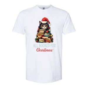 All Booked For Christmas Black Cat Santa Teacher Books Tree Funny Gift Softstyle CVC T-Shirt