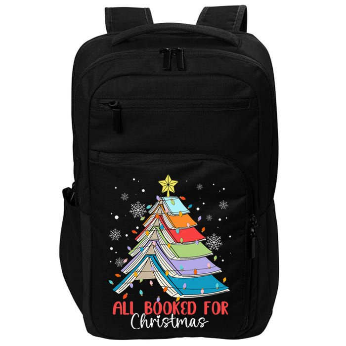 All Booked For Christmas Book Christmas Tree Lights Apparel Impact Tech Backpack