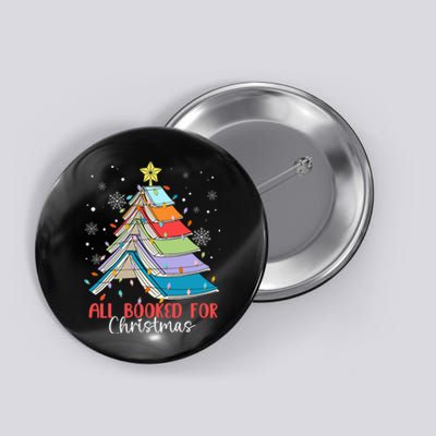 All Booked For Christmas Book Christmas Tree Lights Apparel Button