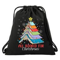 All Booked For Christmas Book Christmas Tree Lights Apparel Drawstring Bag