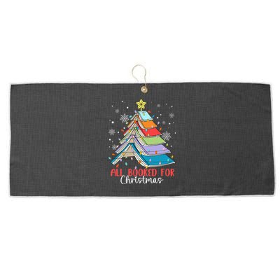 All Booked For Christmas Book Christmas Tree Lights Apparel Large Microfiber Waffle Golf Towel