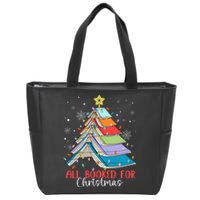 All Booked For Christmas Book Christmas Tree Lights Apparel Zip Tote Bag