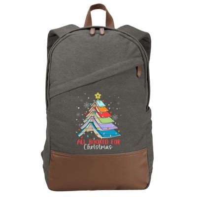 All Booked For Christmas Book Christmas Tree Lights Apparel Cotton Canvas Backpack