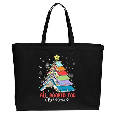 All Booked For Christmas Book Christmas Tree Lights Apparel Cotton Canvas Jumbo Tote