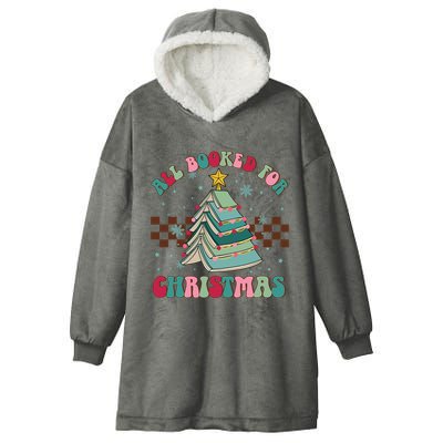All Booked For Christmas Tree Book Funny Bookish Christmas Hooded Wearable Blanket