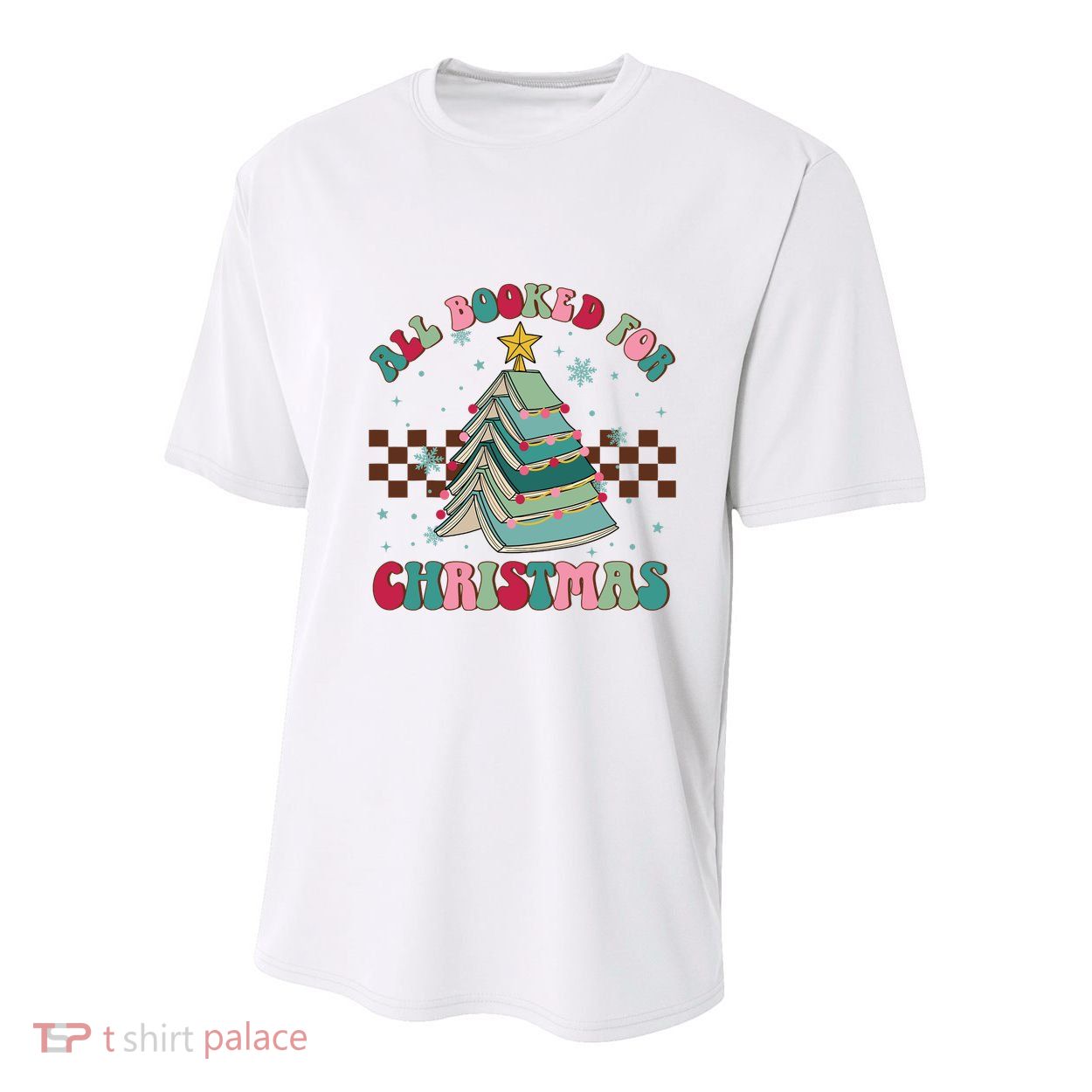 All Booked For Christmas Tree Book Funny Bookish Christmas Youth Performance Sprint T-Shirt