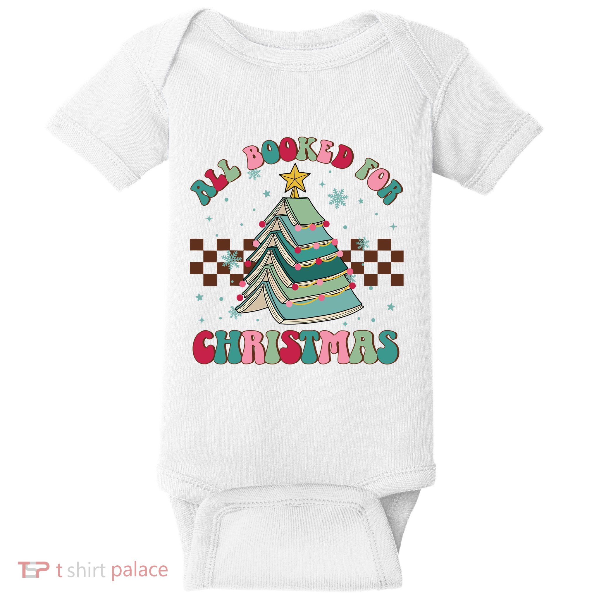 All Booked For Christmas Tree Book Funny Bookish Christmas Baby Bodysuit