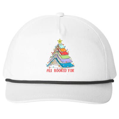 All Booked For Christmas Book Christmas Tree Lights Snapback Five-Panel Rope Hat