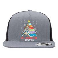 All Booked For Christmas Book Christmas Tree Lights Flat Bill Trucker Hat