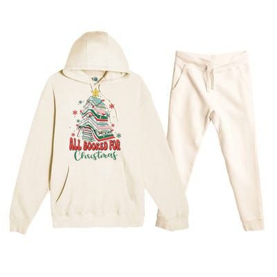 All Booked For Christmas teacher Reading Bookworm Premium Hooded Sweatsuit Set