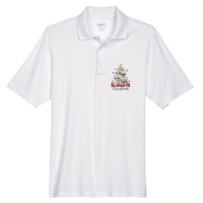 All Booked For Christmas teacher Reading Bookworm Men's Origin Performance Pique Polo