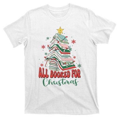 All Booked For Christmas teacher Reading Bookworm T-Shirt