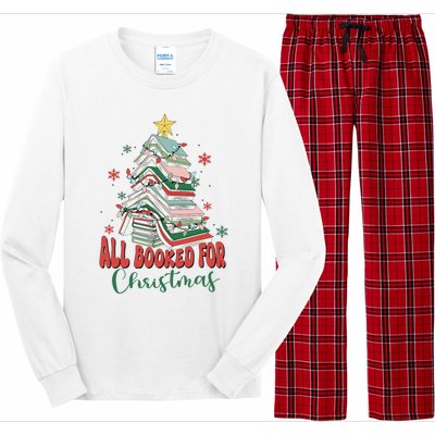 All Booked For Christmas teacher Reading Bookworm Long Sleeve Pajama Set