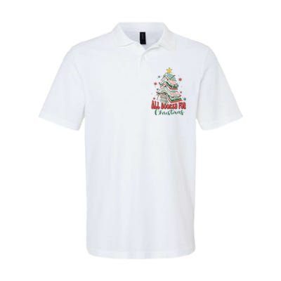 All Booked For Christmas teacher Reading Bookworm Softstyle Adult Sport Polo