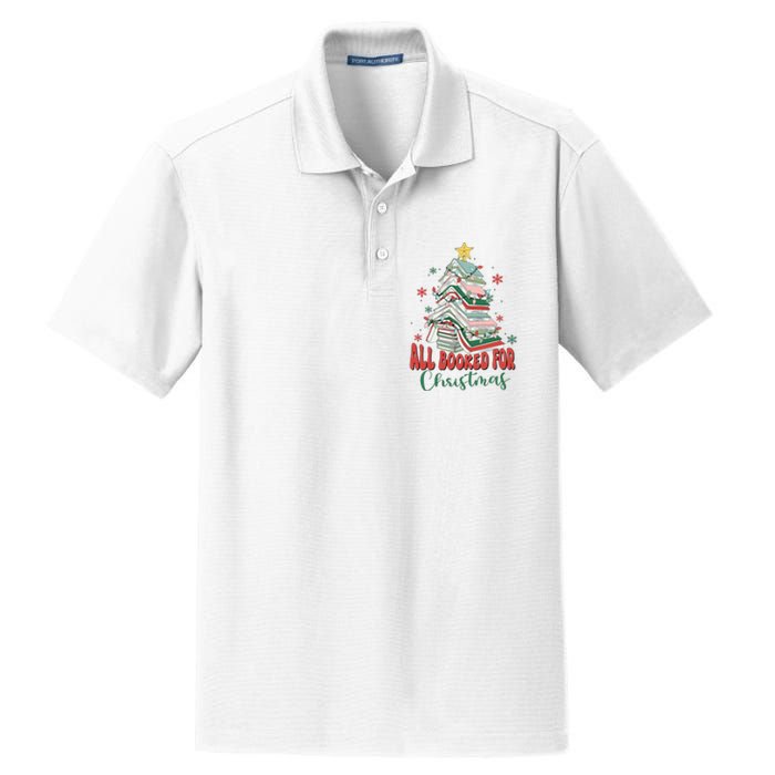 All Booked For Christmas teacher Reading Bookworm Dry Zone Grid Polo