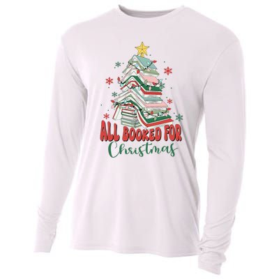 All Booked For Christmas teacher Reading Bookworm Cooling Performance Long Sleeve Crew