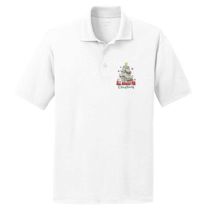 All Booked For Christmas teacher Reading Bookworm PosiCharge RacerMesh Polo