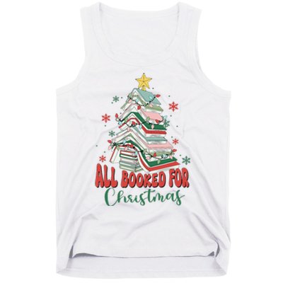 All Booked For Christmas teacher Reading Bookworm Tank Top