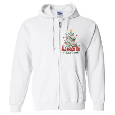 All Booked For Christmas teacher Reading Bookworm Full Zip Hoodie